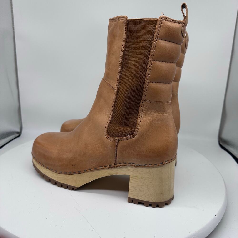 Mia Clogs Justina Pull On Platform Leather Ankle Tan Boots Womens Size 9 - Picture 5 of 15